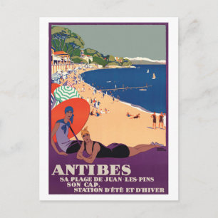 Girls at Antibes Beach, France, French Riviera Postcard