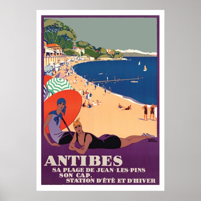 Girls at Antibes Beach, France, French Riviera Poster (Front)