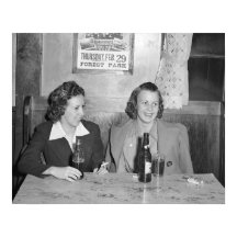 Girls at the Bar, 1940. Vintage Photo