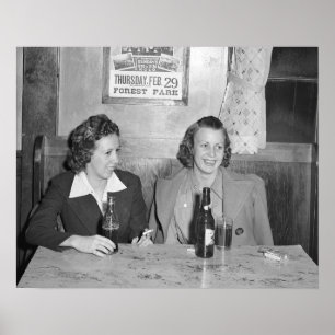 Girls at the Bar, 1940. Vintage Photo Poster