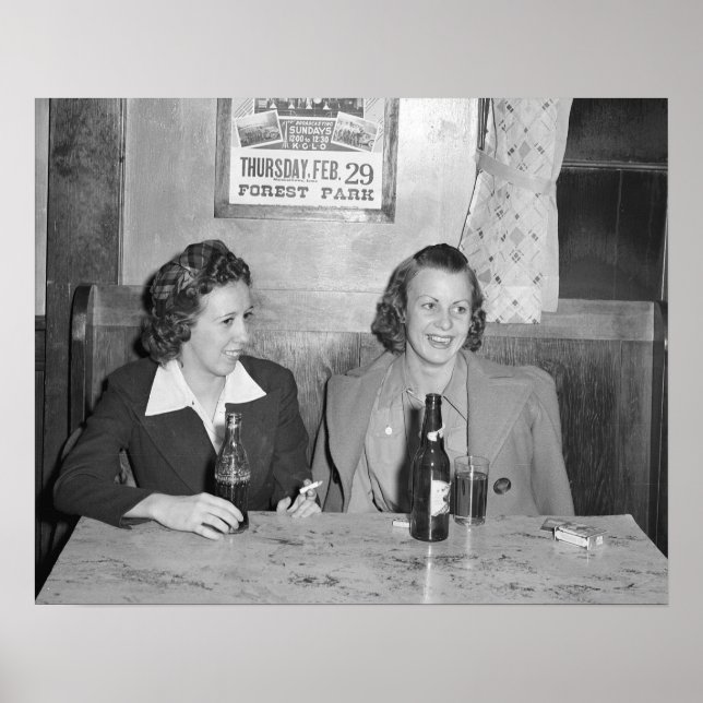 Girls at the Bar, 1940. Vintage Photo Poster (Front)