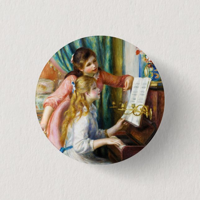 Girls at the Piano Pierre Auguste Renoir painting 3 Cm Round Badge (Front)
