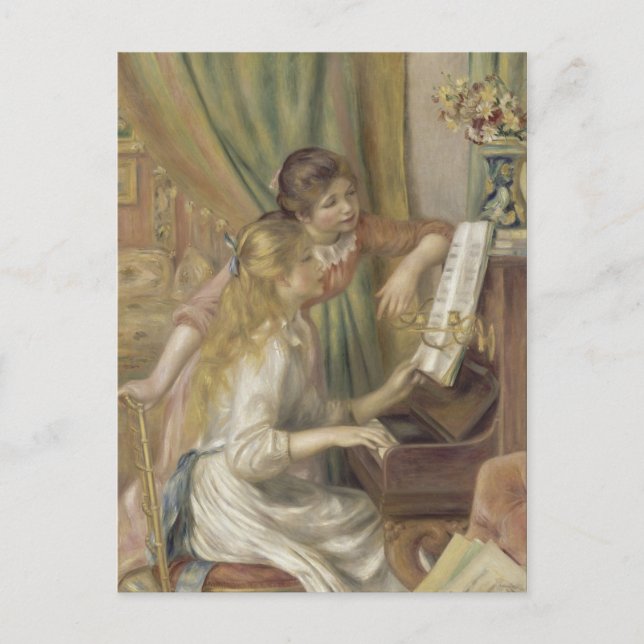 Girls at the Piano Renoir Impressionist Painting Postcard (Front)