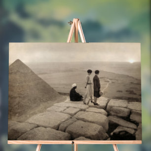Girls Atop Khufu Pyramid in Egypt Sunrise 1920   Acrylic Sign