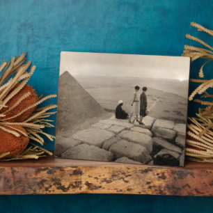 Girls Atop Khufu Pyramid in Egypt Sunrise 1920 Plaque