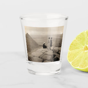 Girls Atop Khufu Pyramid in Egypt Sunrise 1920   Shot Glass