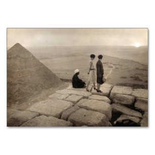 Girls Atop Khufu Pyramid in Egypt Sunrise 1920 Table Number