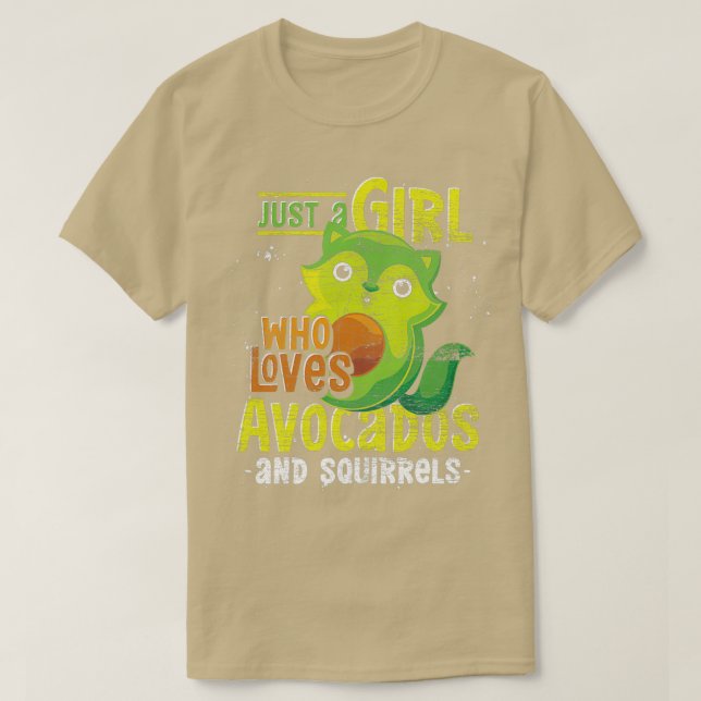 Girls Avocado Lover Women Forest Animal Squirrel T-Shirt (Design Front)