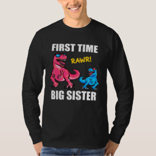 Girls Baby Announcement Dinosaur  First Time Big S T-Shirt