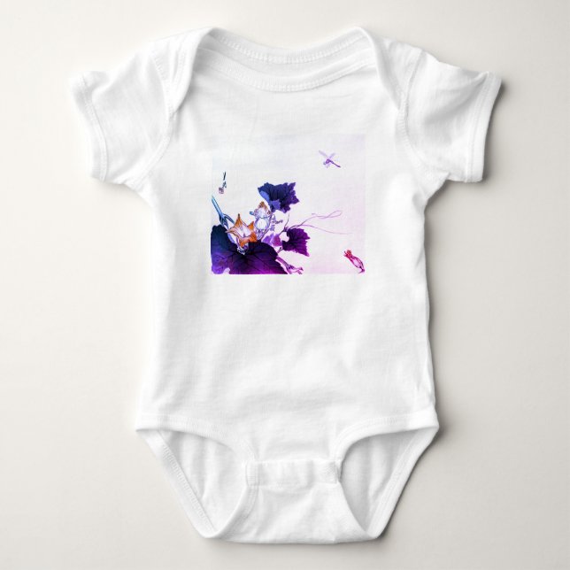 GIRLS BABY BODYSUIT DRAGON FLY FLOWERS DIY NAME (Front)