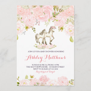 Girls Baby horse Baby Shower Invitations