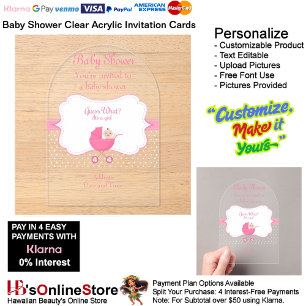 Girl's Baby Shower Clear Acrylic Invitation Card 2