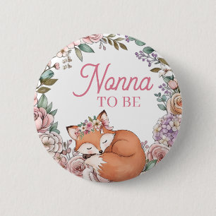 Girl's Baby Shower Nonna to Be Woodland Fox 6 Cm Round Badge