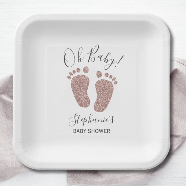 Girl's Baby Shower Oh Baby Paper Plate (Creator Uploaded)