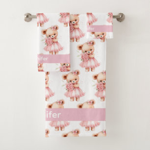 Girl's Baby & Toddler Bath Towel Set   Custom Name