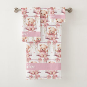 Girl's Baby & Toddler Bath Towel Set Custom Name