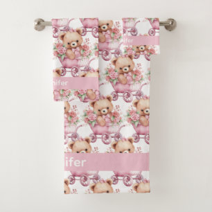 Girl's Baby & Toddler Bath Towel Set Custom Name