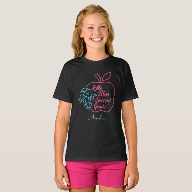 Girls Back To School, Little Miss Second Grade T-Shirt (Front Full)
