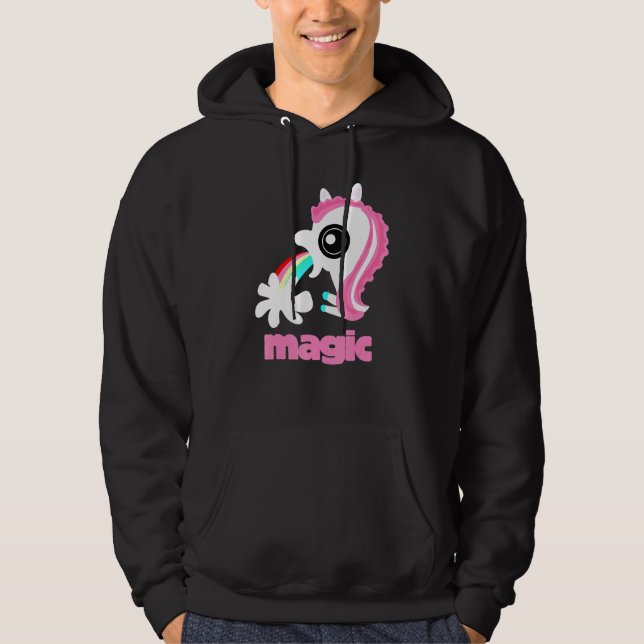 Girls  Back To School Rainbow Barf Magic Unicorn A Hoodie (Front)