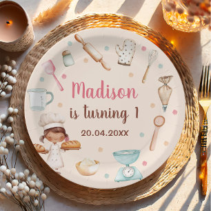 Girls Baking First Birthday Party Paper Plate