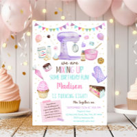 Girls Baking Party Pink Gold Cake Cupcake Birthday