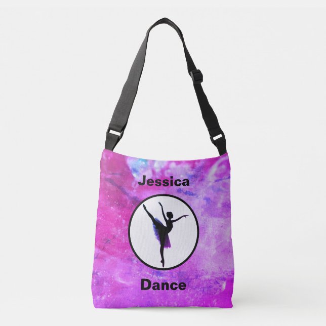Girls Ballerina Dancer Watercolor Crossbody Bag (Front)