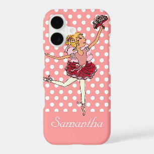 Girls ballerina pink blonde hair custom name case
