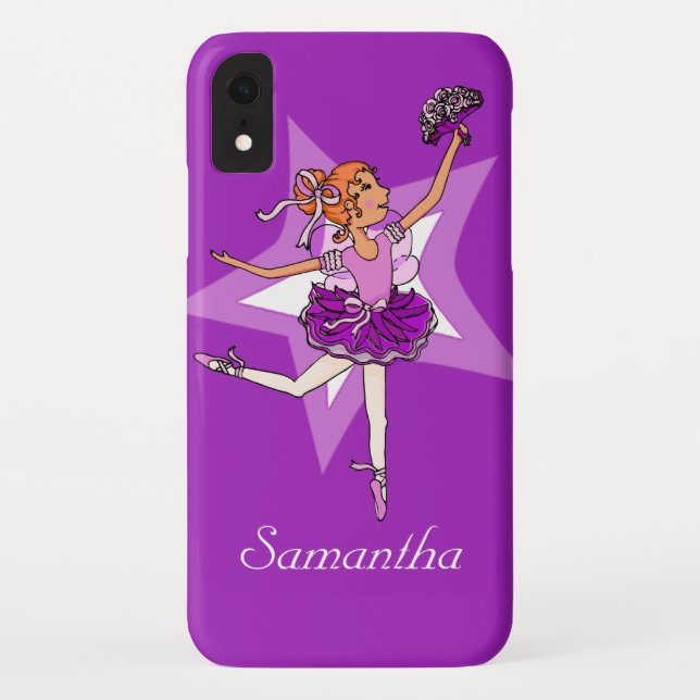 Girls ballerina purple red hair name Case-Mate iPhone case (Back)