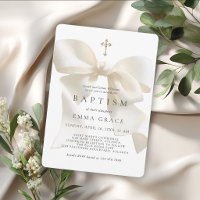 Girl's Baptism Elegant Ivory Bow