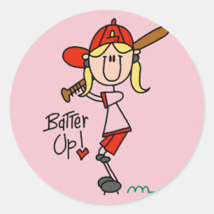 Girls Baseball Batter Up Tshirts and Gifts Classic Round Sticker