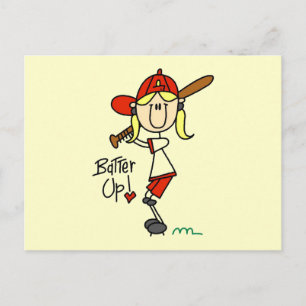 Girls Baseball Batter Up Tshirts and Gifts Postcard