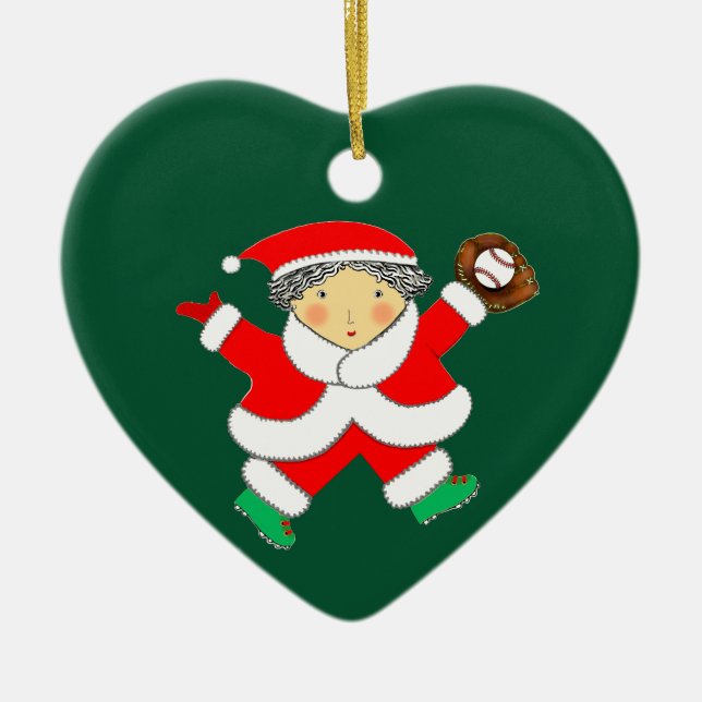 Girls Baseball Ceramic Tree Decoration (Front)