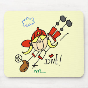 Girls Baseball Dive Tshirts and Gifts Mouse Pad