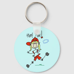 Girls Baseball Home Run Tshirts and Gifts Key Ring