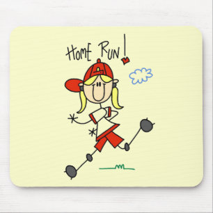 Girls Baseball Home Run Tshirts and Gifts Mouse Pad