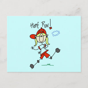 Girls Baseball Home Run Tshirts and Gifts Postcard