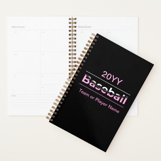 Girls Baseball - Pink Geometric Typography Planner (Display)