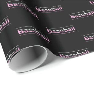 Girls Baseball - Pink Geometric Typography Wrapping Paper