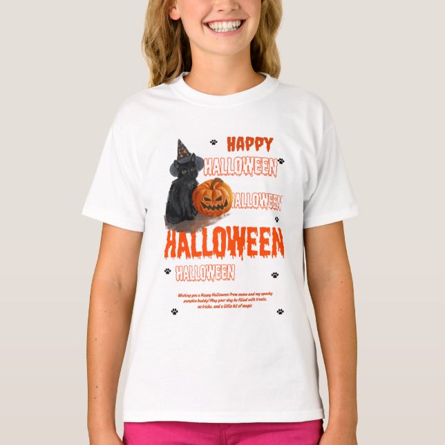 Girls' Basic T-Shirt  Halloween PRINT (Front)