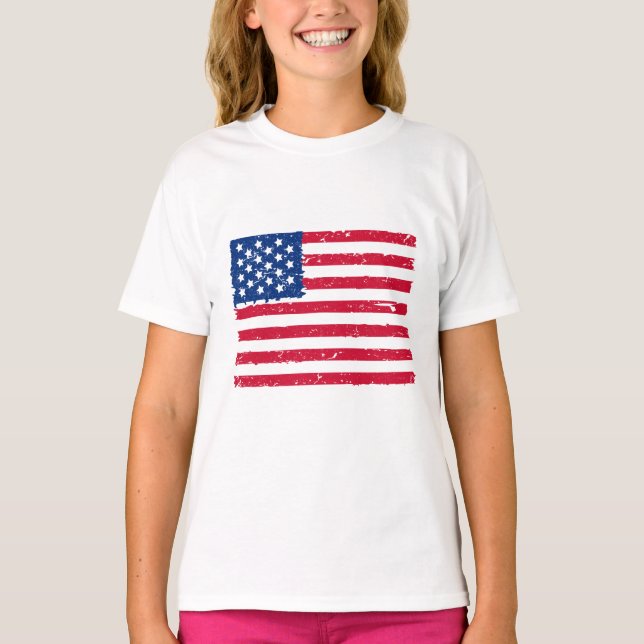 Girls Basic T-Shirt-Patriotic T-Shirt (Front)