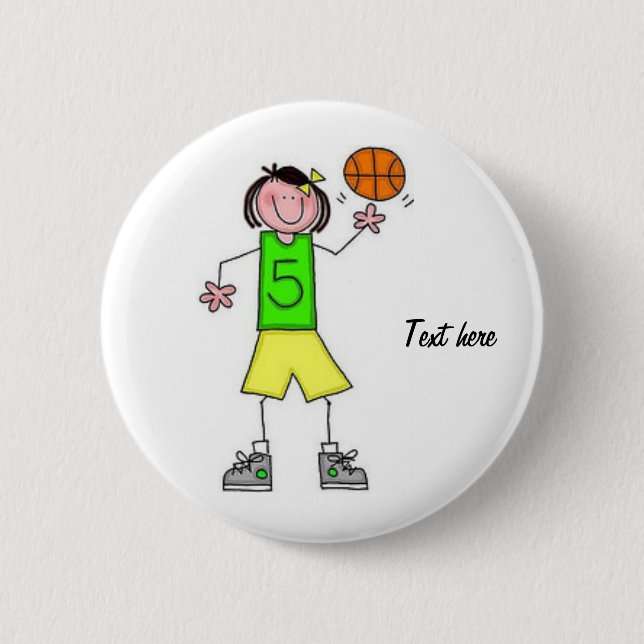 Girls Basketball Button (Front)