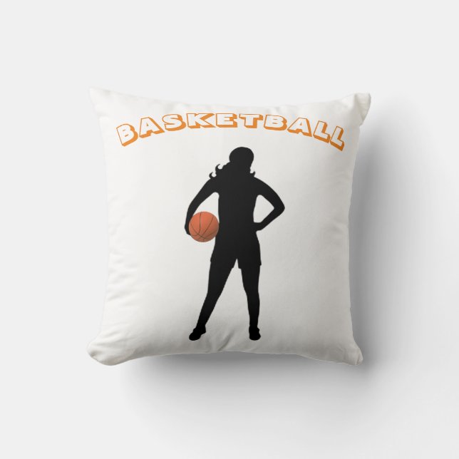 Girls Basketball Custom Throw Pillow (Front)