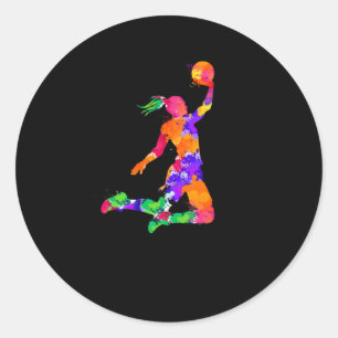 Girls Basketball For Basketball Fan And Basketball Classic Round Sticker