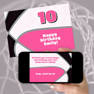 girls basketball happy birthday pink black card