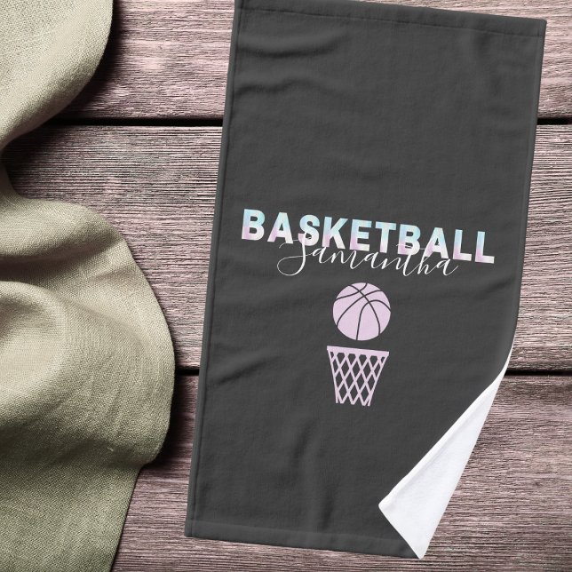Girls Basketball Player Personalised Holographic Hand Towel (Creator Uploaded)
