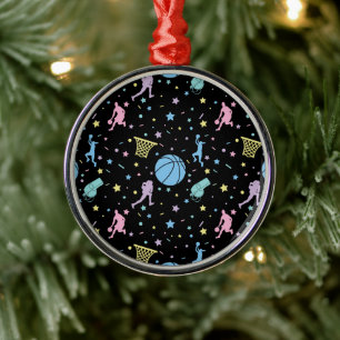 Girls Basketball Players - Stars Pattern Metal Tree Decoration