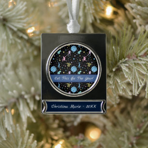 Girls Basketball Players - Stars Pattern Silver Plated Banner Ornament