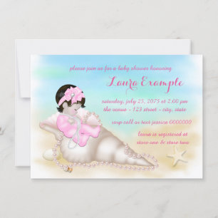 Girls Beach Baby Shower Invitation