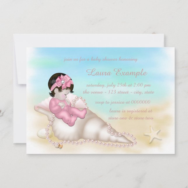 Girls Beach Baby Shower Invitation (Front)