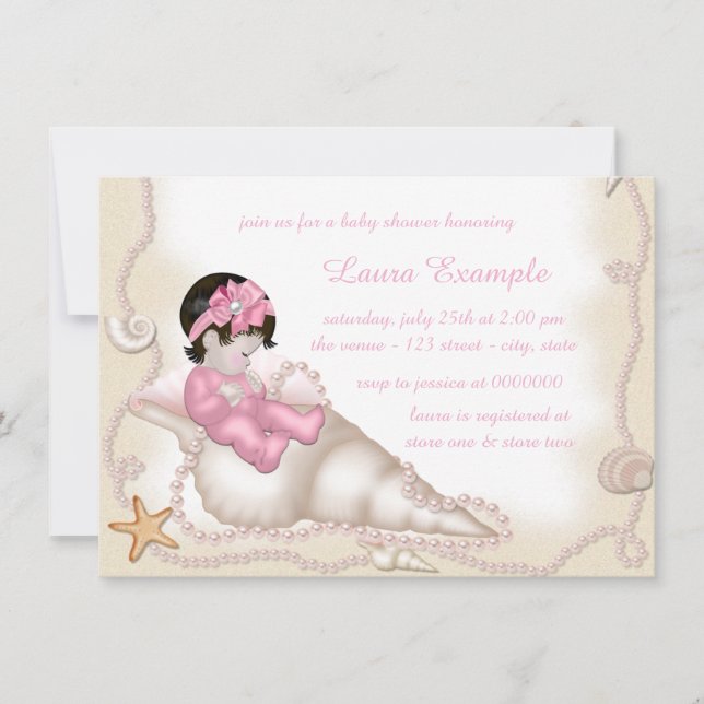 Girls Beach Baby Shower Invitation (Front)